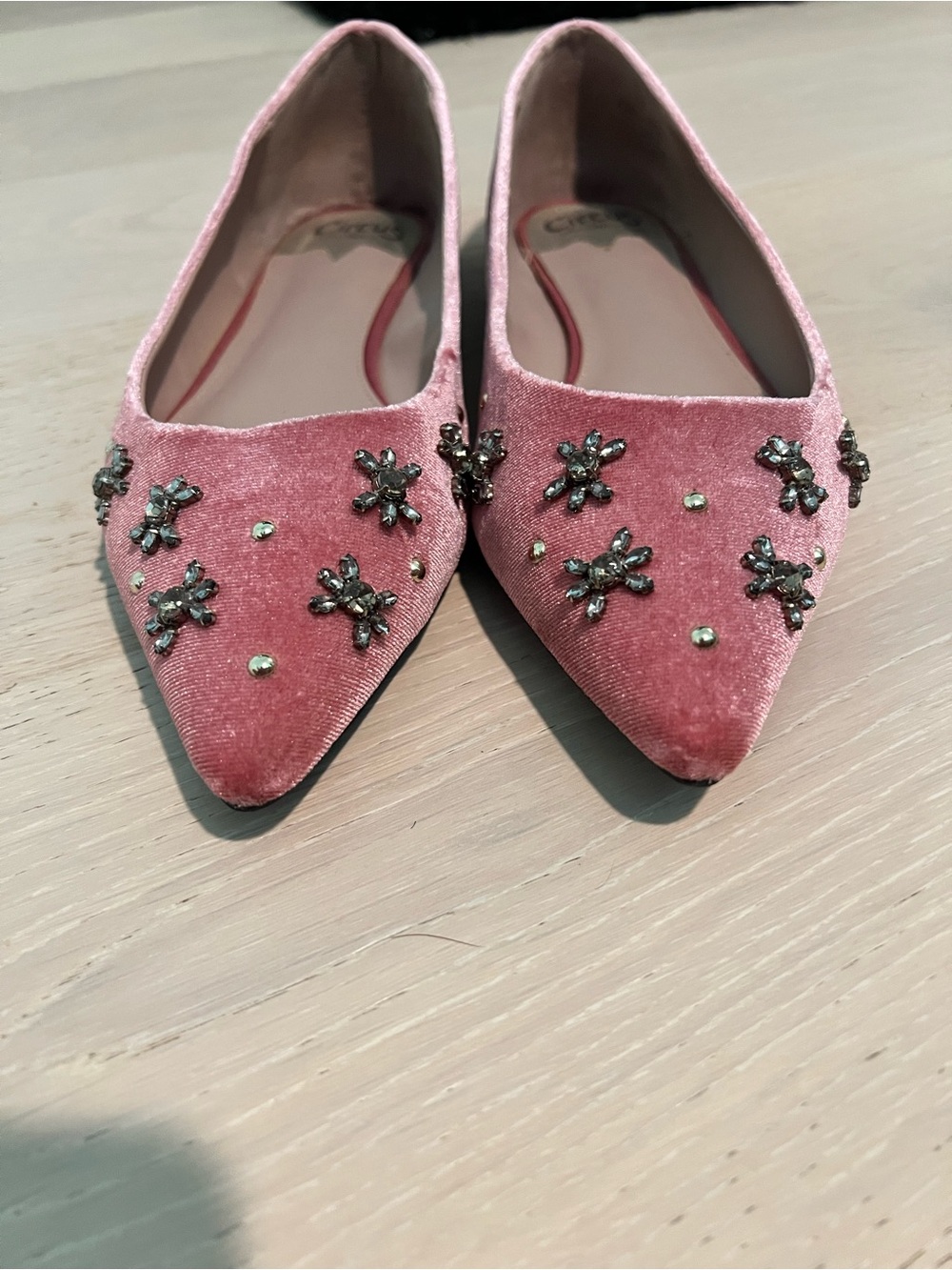 Circus by Sam Edelman Pink Velvet Jeweled Pointed-Toe Flats - Picture 6 of 13